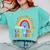 Rainbow Last Day Of 2nd Grade Teacher Student Graduation For Men Women Kids Comfort Colors Sweatshirt Chalky Mint