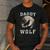 Daddy Wolf Wolves Dad Moon Fathers Day Men's Casual T-Shirt Dark Grey