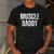 Vintage Muscle Daddy Weightlifter Dad Cool Father Workout Men's Casual T-Shirt Dark Grey