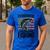 I'd Rather Be Fishing Bass Fish Dad Joke American Flag Men's Casual T-Shirt Royal Blue