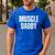 Vintage Muscle Daddy Weightlifter Dad Cool Father Workout Men's Casual T-Shirt Royal Blue