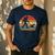 Bigfoot Walking a Dog Bernedoodle Dog Dad Men's Casual T-Shirt Navy