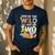 Dad Of The Wild Two Zoo 2nd Birthday Safari Jungle Animal Men's Casual T-Shirt Navy Dad Of The Wild Two Zoo 2nd Birthday Safari Jungle Animal Men's Casual T-Shirt Navy