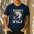 Daddy Wolf Wolves Dad Moon Fathers Day Men's Casual T-Shirt Navy