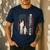 Father's Day Baseball Papa USA Flag Dad Men Baseball Men's Casual T-Shirt Navy
