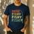 Fishing Here-Fishy Bass Fish Dad Men's Casual T-Shirt Navy