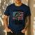 I'd Rather Be Fishing Bass Fish Dad Joke American Flag Men's Casual T-Shirt Navy