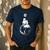 Moon And Astronaut Dad And Baby Space For Father's Day Men's Casual T-Shirt Navy