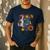 Pitbull Floral Dog Lover Vintage Flower Art Pitbull Mom Dad Men's Casual T-Shirt Navy