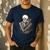 Skeleton Hugging Cat Halloween Cat Lover Cat Mom Dad Men's Casual T-Shirt Navy