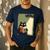 Vintage Japanese Cat Book Lovers UFO Alien Abduction Cat Dad Men's Casual T-Shirt Navy