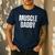 Vintage Muscle Daddy Weightlifter Dad Cool Father Workout Men's Casual T-Shirt Navy