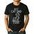 Best Cat Dad Ever Fun Line Art Illustration Men's Casual T-Shirt Black