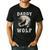 Daddy Wolf Wolves Dad Moon Fathers Day Men's Casual T-Shirt Black
