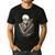 Skeleton Hugging Cat Halloween Cat Lover Cat Mom Dad Men's Casual T-Shirt Black