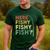 Fishing Here-Fishy Bass Fish Dad Men's Casual T-Shirt Forest