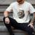 Skeleton Hugging Cat Halloween Cat Lover Cat Mom Dad Men's Comfort Colors T-Shirt Ivory