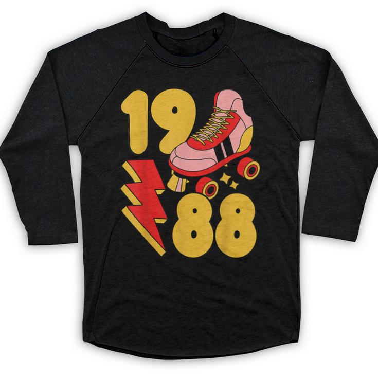 1988 Retro Roller Skate Vintage 80s Nostalgia Collector Baseball Raglan Shirt