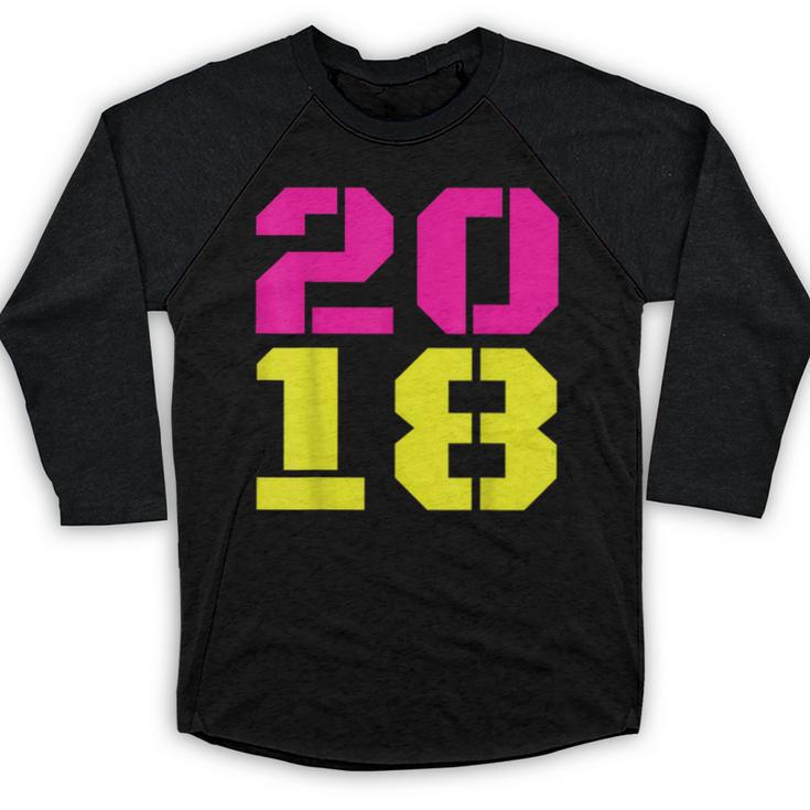 2018 Big Neon Numbers For The New Year Or Graduation Baseball Raglan Shirt