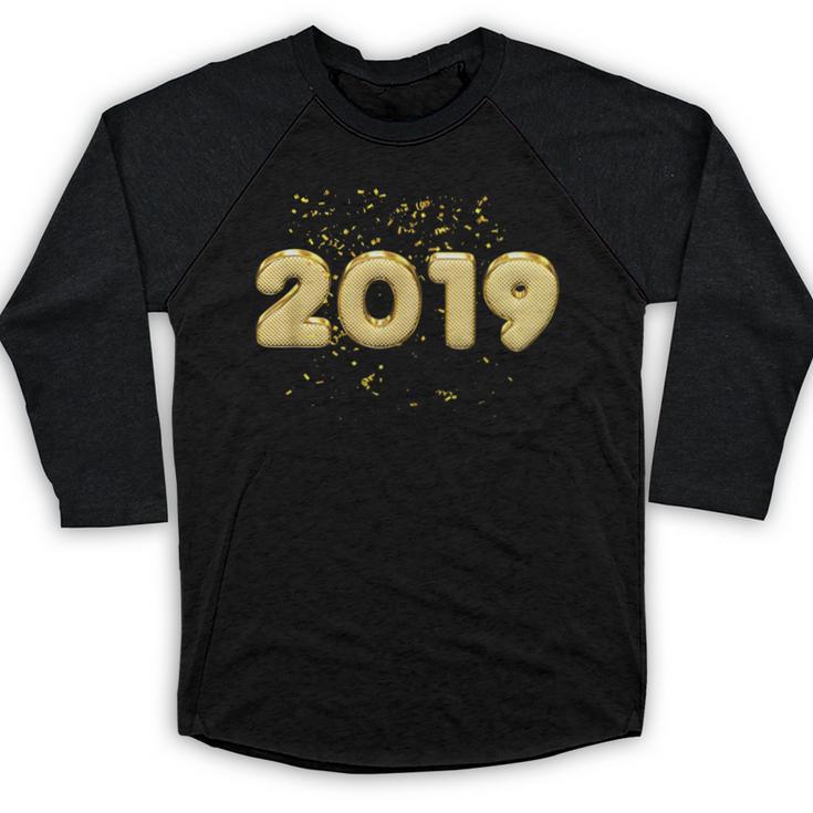 2019 Gold Confetti Graduation T Shirt High School College Baseball Raglan Shirt