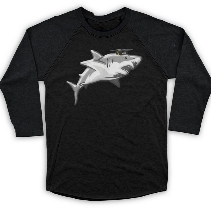 2019 Graduation Shark T Shirt High School College Grad Baseball Raglan Shirt