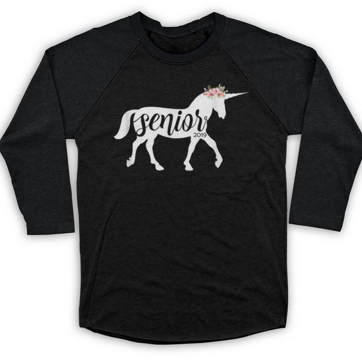 2019 Senior Unicorn Shirt Graduation High School College Baseball Raglan Shirt