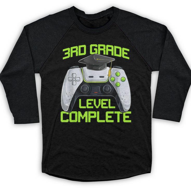 3rd Grade Level Complete Gamer Class Of 2026 Graduation Baseball Raglan Shirt
