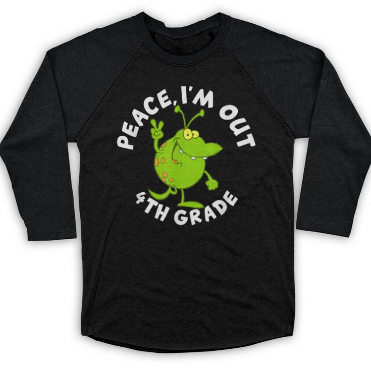 4th Grade Graduation Promotion Peace I'm Out Last Day Baseball Raglan Shirt