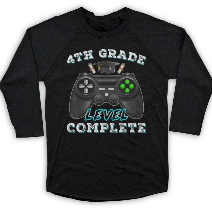 4th Grade Level Complete Gamer 4 Grade Graduation Baseball Raglan Shirt