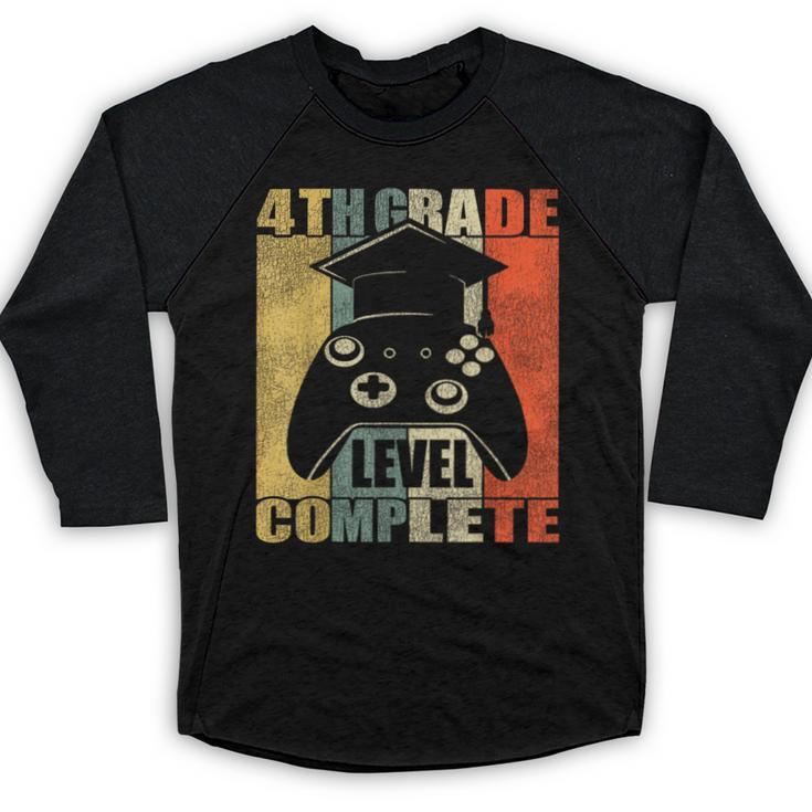 4th Grade Level Complete Gamer Class Of 2023 Graduation Baseball Raglan Shirt