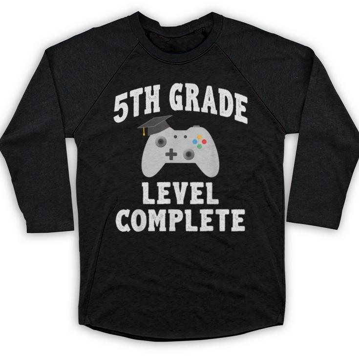 5th Grade Level Complete Gamer Class Of 2025 Graduation Baseball Raglan Shirt