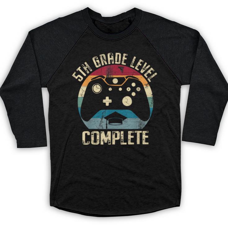 5th Grade Level Complete Gamer Graduation Boys Class Of 2024 Baseball Raglan Shirt