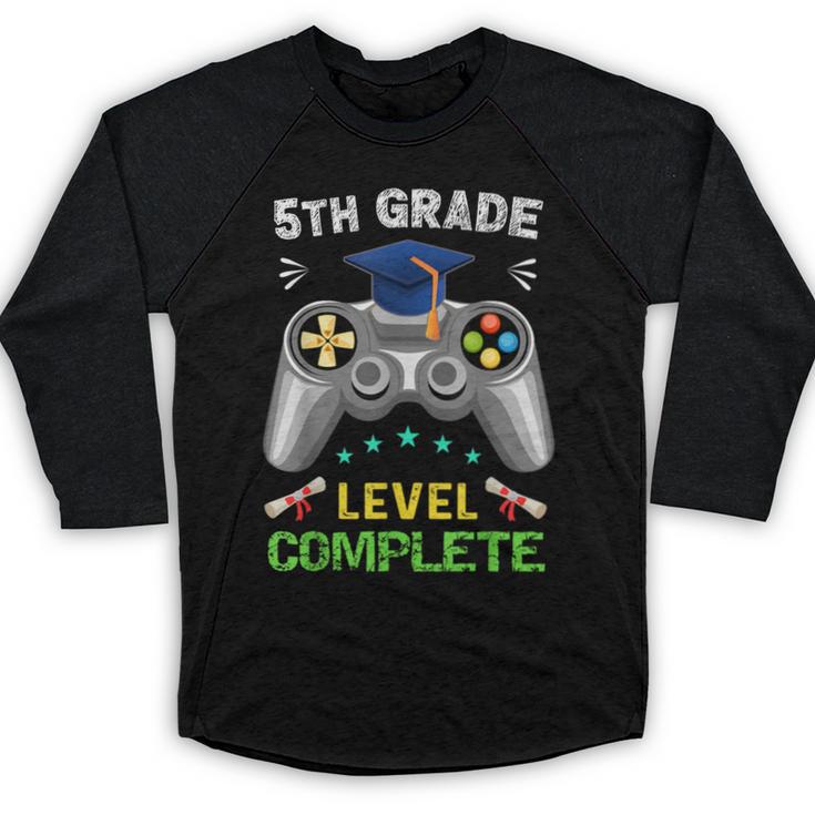 5th Grade Level Complete Gaming Graduation Class 2023 Gamer Baseball Raglan Shirt