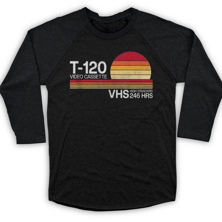 70's 80's 90's Music Nostalgia Video Cassette Tape VHS Retro Baseball Raglan Shirt
