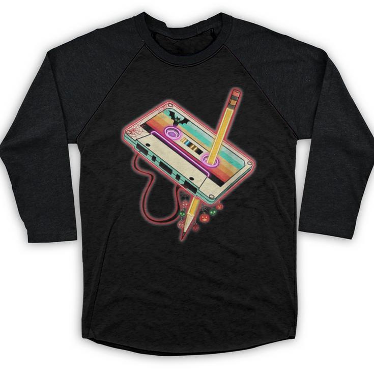 80s 90s Retro Halloween's Party Costume Nostalgia Cassette Baseball Raglan Shirt