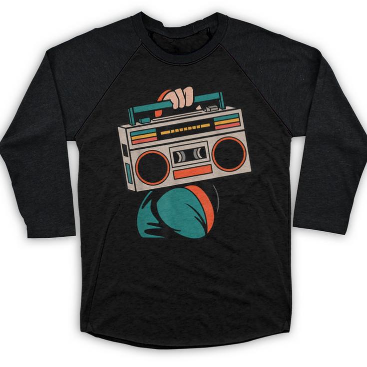 80s 90s Retro Party Costume Nostalgia Boombox Music Hip Hop Baseball Raglan Shirt