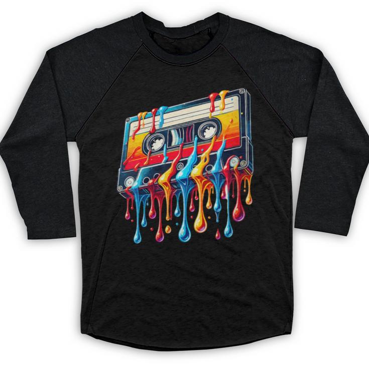 80s 90s Retro Party Costume Nostalgia Cassette Baseball Raglan Shirt