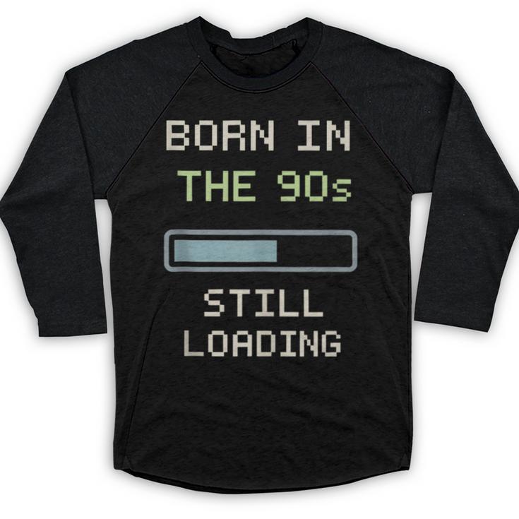 90s Baby Tired Millennial Burnout Nostalgia Parenting Baseball Raglan Shirt
