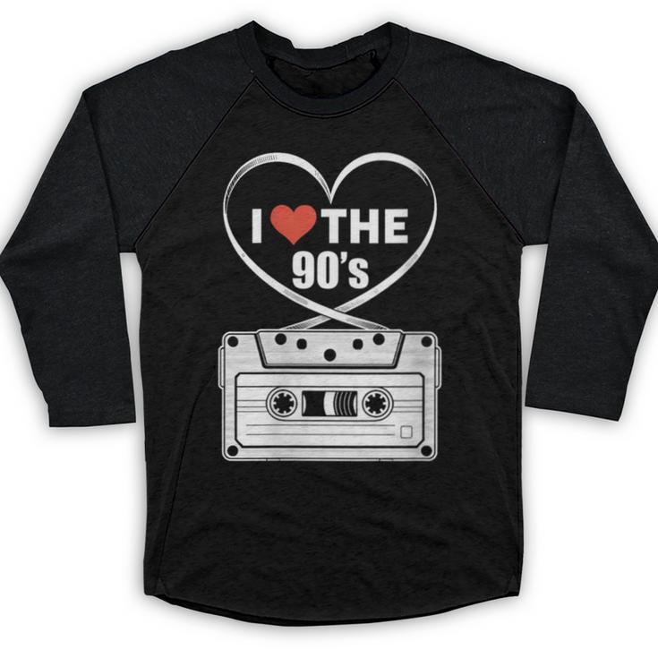 90s Nostalgia Cassette Heart Retro I Love The 90s Baseball Raglan Shirt