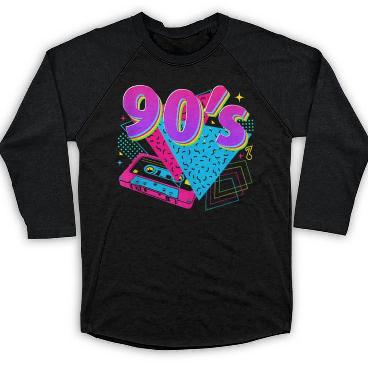 90's Vibe Retro Style Cassette Tape Nostalgia 1990s Party Baseball Raglan Shirt