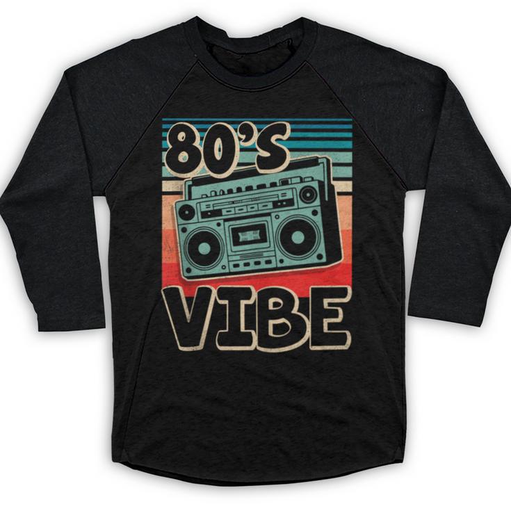 90's Vibe Vintage Style Cassette Tape Nostalgia 1990s Party Baseball Raglan Shirt