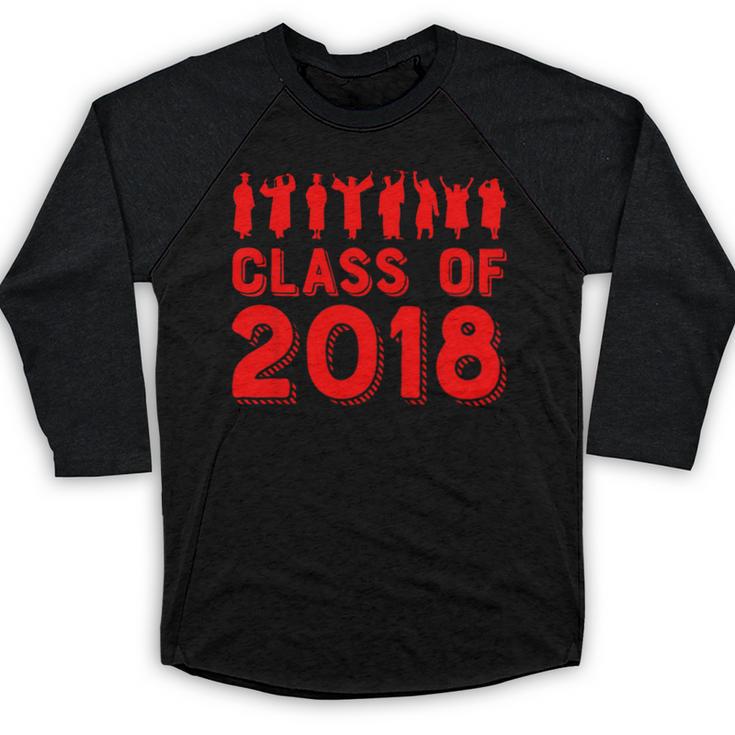 & Red Class Of 2018 Senior Graduation T Shirt Baseball Raglan Shirt