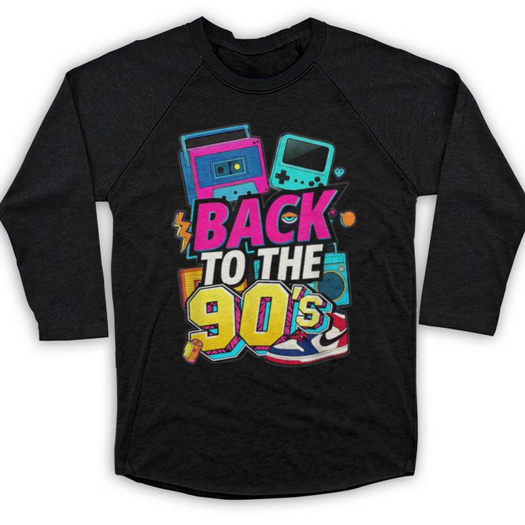 Back To The 90s Nostalgia Cassette Game Console Boombox Baseball Raglan Shirt