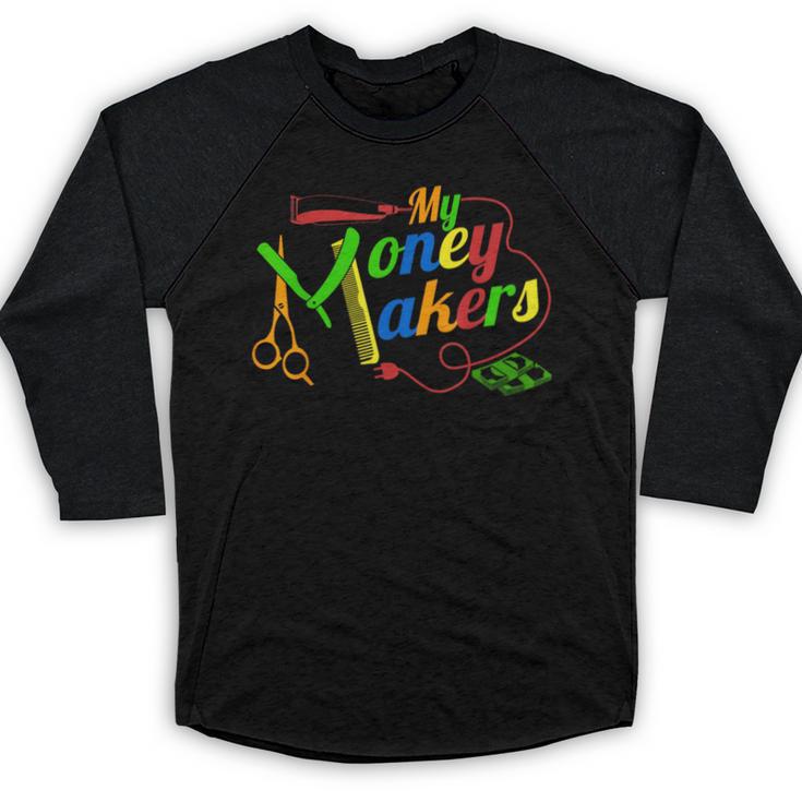 Barbering Tools Barber School Graduation  Gear T-Shirt Baseball Raglan Shirt