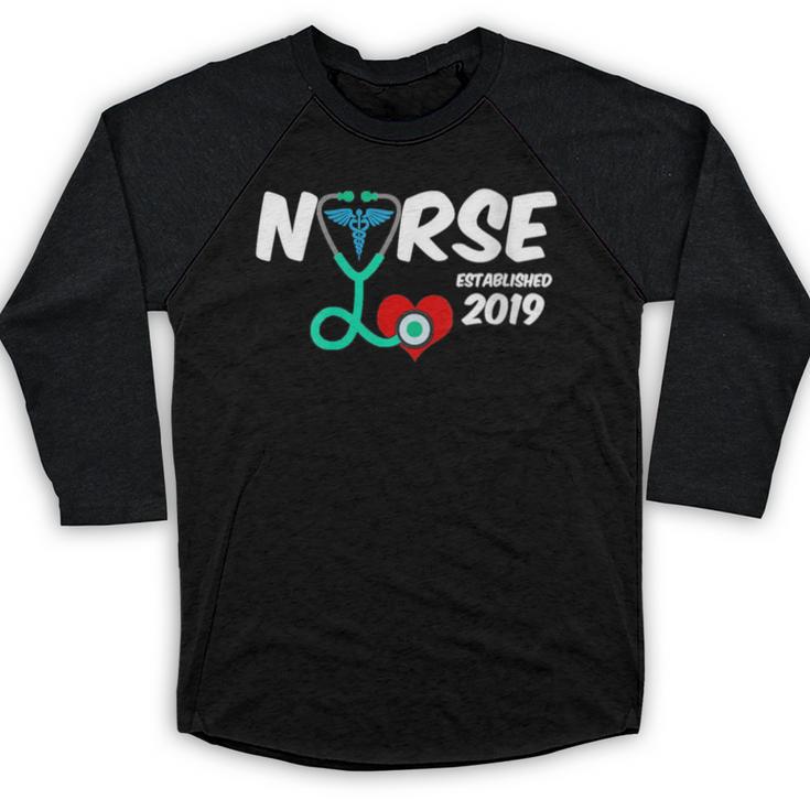 Best Nurse Graduation- RN Nurse Established 2019 LPN Baseball Raglan Shirt