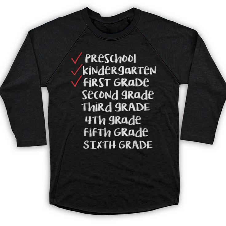Check Mark End Of Year 1st Grade Shirt-1st Grade Graduation Baseball Raglan Shirt