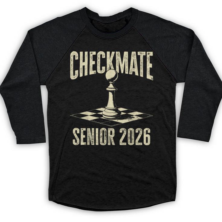 Checkmate Senior 2026 Chess Piece Class Of 2026 Graduation Baseball Raglan Shirt