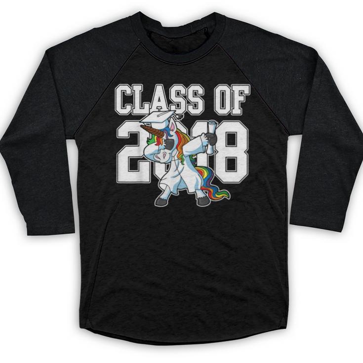 Class Of 2018 Dabbing Unicorn Graduation Shirt Baseball Raglan Shirt