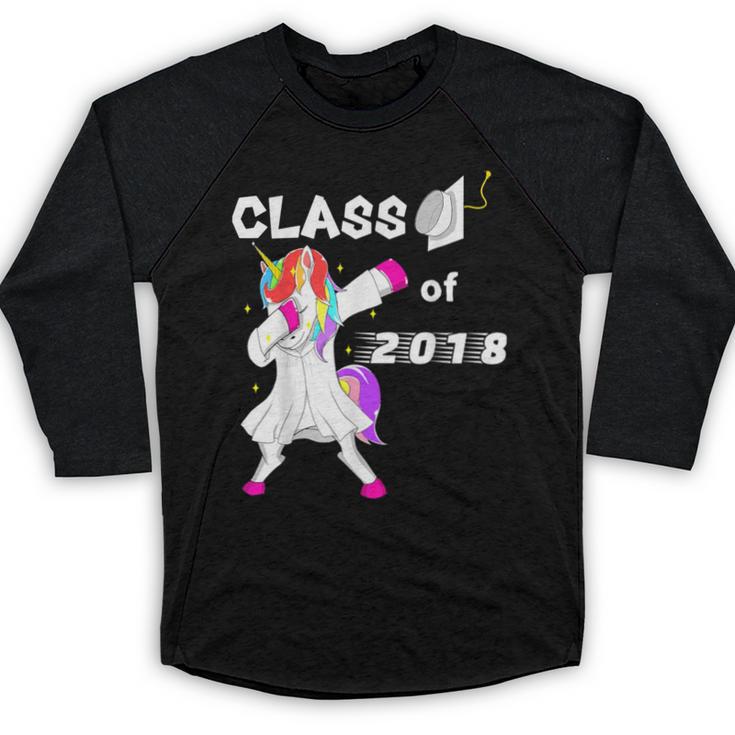 Class Of 2018 Graduation Him Her Unicorn Dabbing Shirt Baseball Raglan Shirt