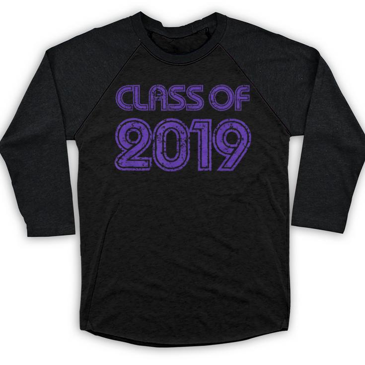 Class Of 2019 High School Graduation Purple Senior Baseball Raglan Shirt